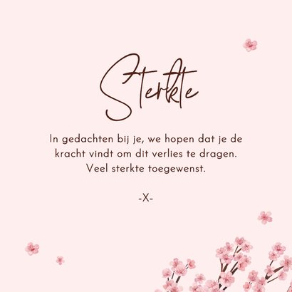 Condoleancekaart sterkte bloemen bloesem roze 3