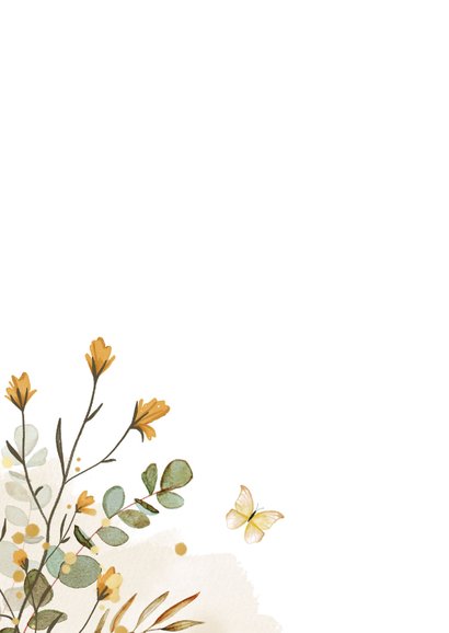 Condoleancekaart sterkte bloemen geel vlinders waterverf 2