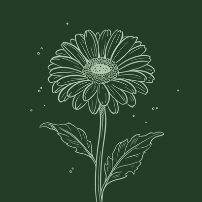 Condoleancekaart sterkte gerbera bloem stijlvol groen 2