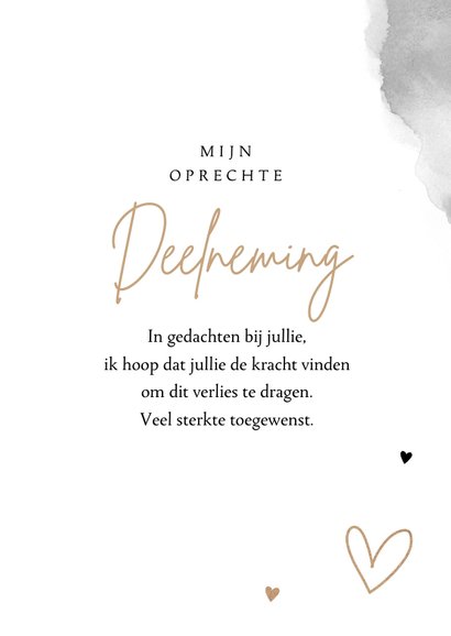 Condoleancekaart sterkte hartjes rozen deelneming 3