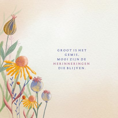 Condoleancekaart sterkte met geschilderde bloemen 2