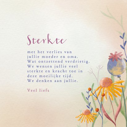Condoleancekaart sterkte met geschilderde bloemen 3
