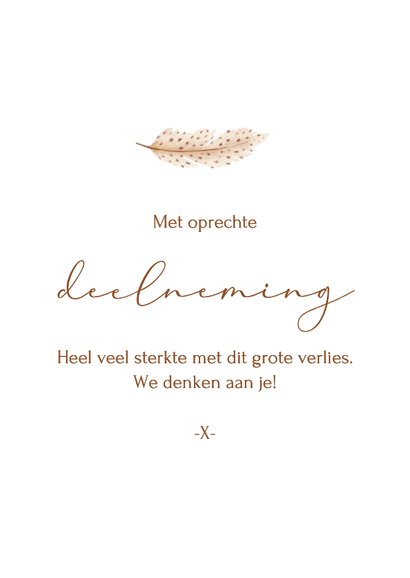 Condoleancekaart sterkte veertjes verlies ik denk aan je 3