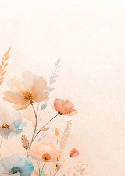 Condoleancekaart stijlvol artistiek aquarel herfstbloemen 2