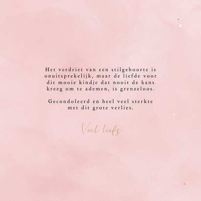 Condoleancekaart stilgeboren baby liefste vlinder roze 3
