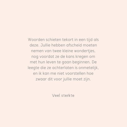 Condoleancekaart stilgeboren tweeling 3