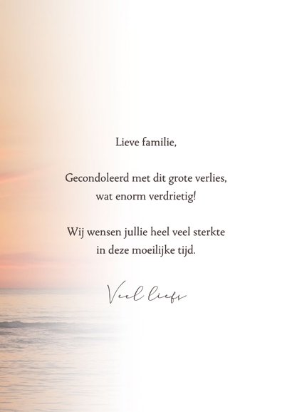 Condoleancekaart strand zonsondergang gecondoleerd 3