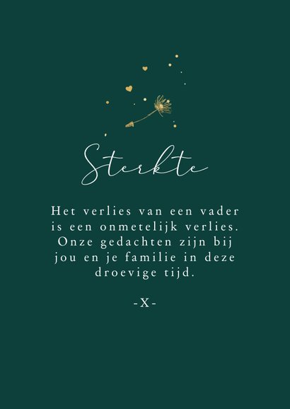 Condoleancekaart vader paardenbloem sterkte hartjes 3