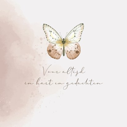 Condoleancekaart vlinder watercolor oudroze 2