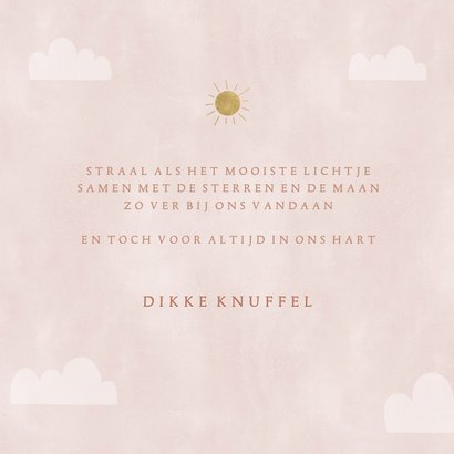 Condoleancekaart zonnestraal met wolkjes voor een meisje 3