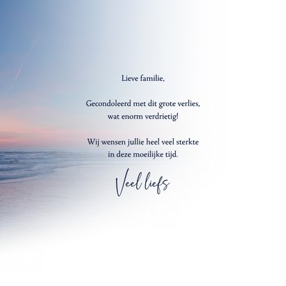 Condoleancekaart zonsondergang Noordzee gecondoleerd  3
