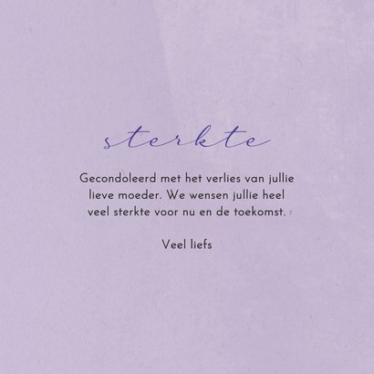 Condoleancekaartje lila met vlinder moeder missen 3