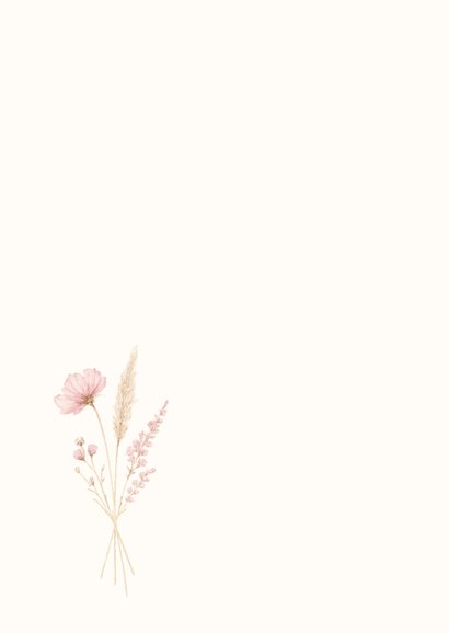 Condoleancekaartje met roze droogbloemen 2