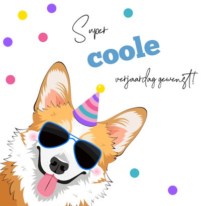 Coole Corgi verjaardagskaart 2