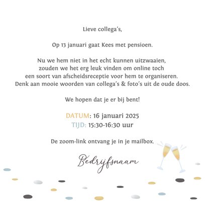 Corona uitnodiging online afscheidsreceptie of borrel 3