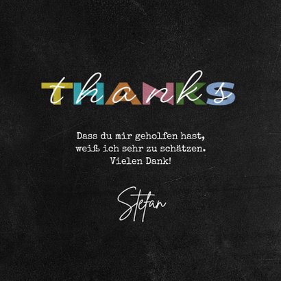 Dankeschönkarte 'Thanks' bunte Buchstaben 3