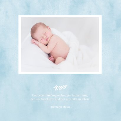 Dankeskarte Geburt klassisch Babyfüße hellblau Foto innen 2