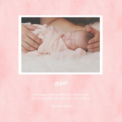 Dankeskarte Geburt klassisch Babyfüße hellrosa Foto innen 2