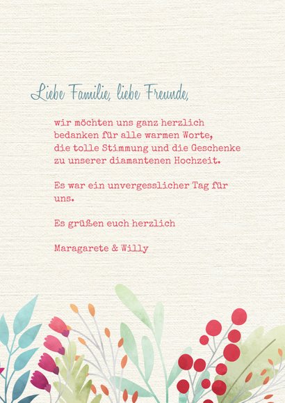 Dankeskarte Hochzeitsjubiläum Blumendekor 3