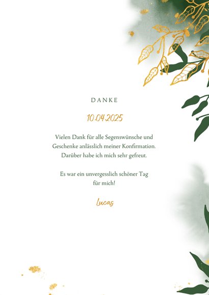 Dankeskarte Konfirmation Fotos botanisch grün 3