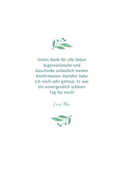 Dankeskarte Konfirmation Taube und Wasserfarbe Foto innen 3