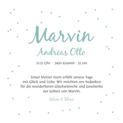 Dankeskarte Sterne blau und Foto innen 3