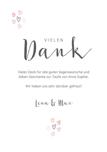 Dankeskarte Taufe rosa Regenbogen und Fotos 3