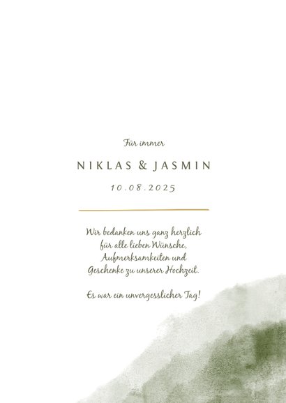Dankeskarte zur Hochzeit Aquarell & Zweige mit Foto 3
