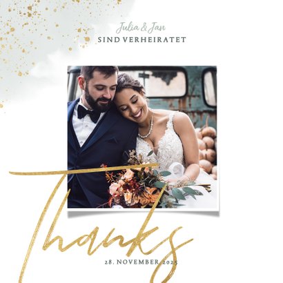 Dankeskarte zur Hochzeit Eukalyptus & Foto 2