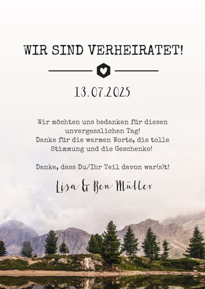 Dankeskarte zur Hochzeit mit eigenem Foto und Landschaft 3