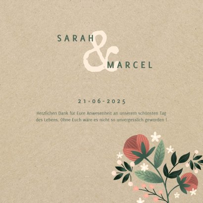 Dankeskarte zur Hochzeit mit Foto im botanischen Look 3