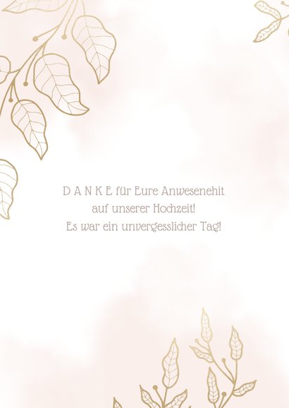 Dankeskarte zur Hochzeit mit Foto und eleganten Blumen 2