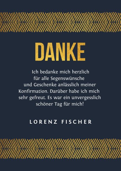 Dankeskarte zur Konfirmation Foto Goldlook grafisch 3