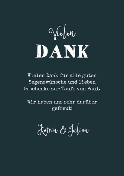Dankeskarte zur Taufe Sterne im Holzlook und Foto 3