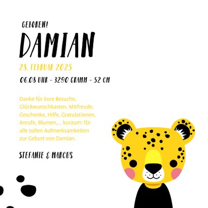Danksagung Geburt Leopardenjunge Foto innen 3