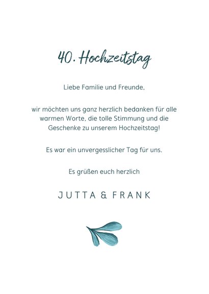 Danksagung Hochzeitstag eigenes Foto & Zweige 3
