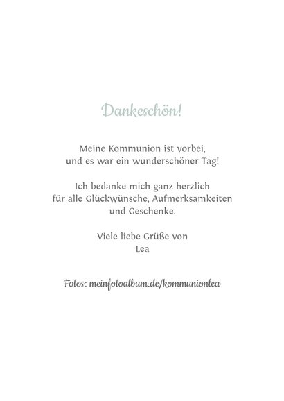 Danksagung Kommunion Blumenrahmen blau 3