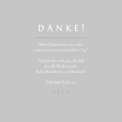 Danksagung Konfirmation rosé Foto Eleganz schlicht 3