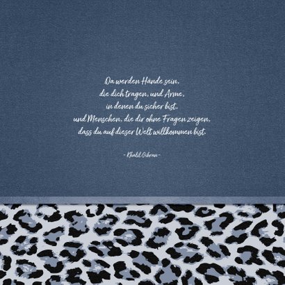 Danksagung zur Geburt Foto & Leopardenprint blau 2