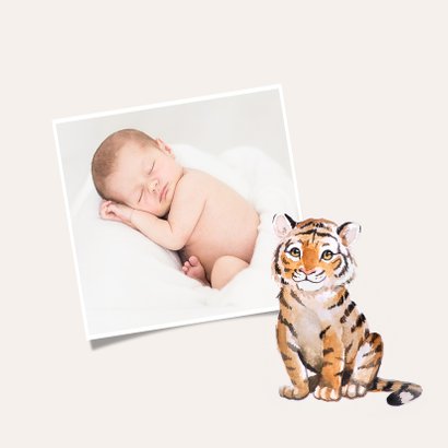 Danksagung zur Geburt klassisch Tiger mit Foto innen 2