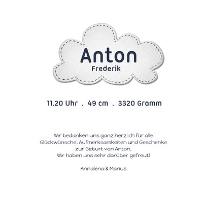 Danksagung zur Geburt mit Foto und Sternen 3