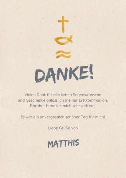 Danksagung zur Kommunion Foto & Symbole in Gold 3