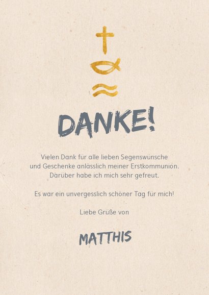 Danksagung zur Kommunion Foto & Symbole in Gold 3