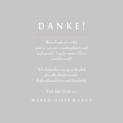 Danksagung zur Taufe Foto rosé Taube 3