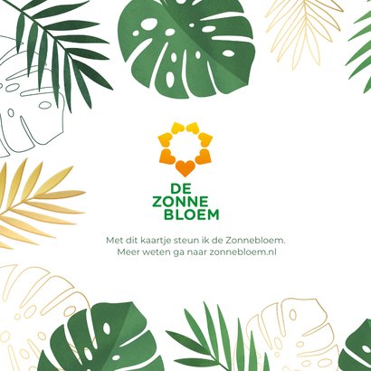 de Zonnebloem -Bedankkaartje met naam en grote bladeren 2