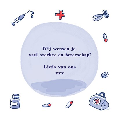 Delfts blauw tegeltje met patient en doktersspullen 3