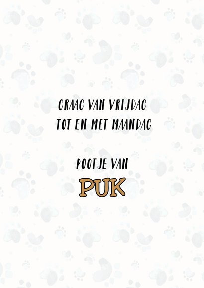 Dierenkaart uitnodiging voor oppas hond 3