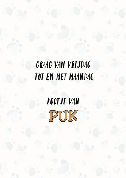 Dierenkaart uitnodiging voor oppas hond 3
