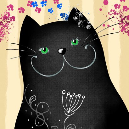 Dierenkaart zwarte kat 2