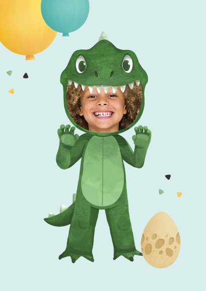 Dino lentefeest kostuum confetti ballonnen feestje 2